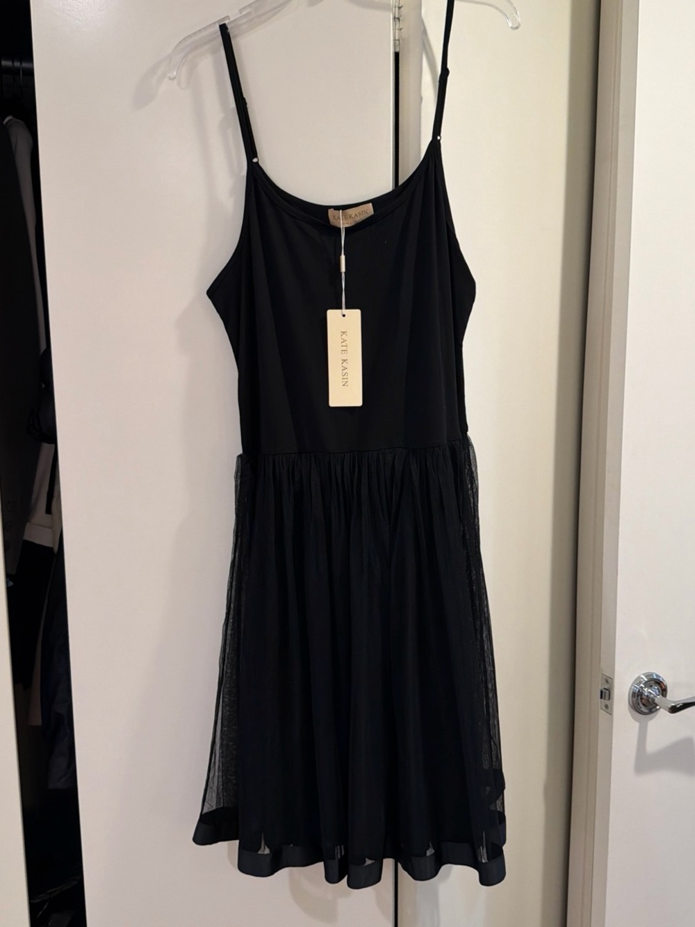 Kate Nason Black Spaghetti-Strap Ruffle Dress